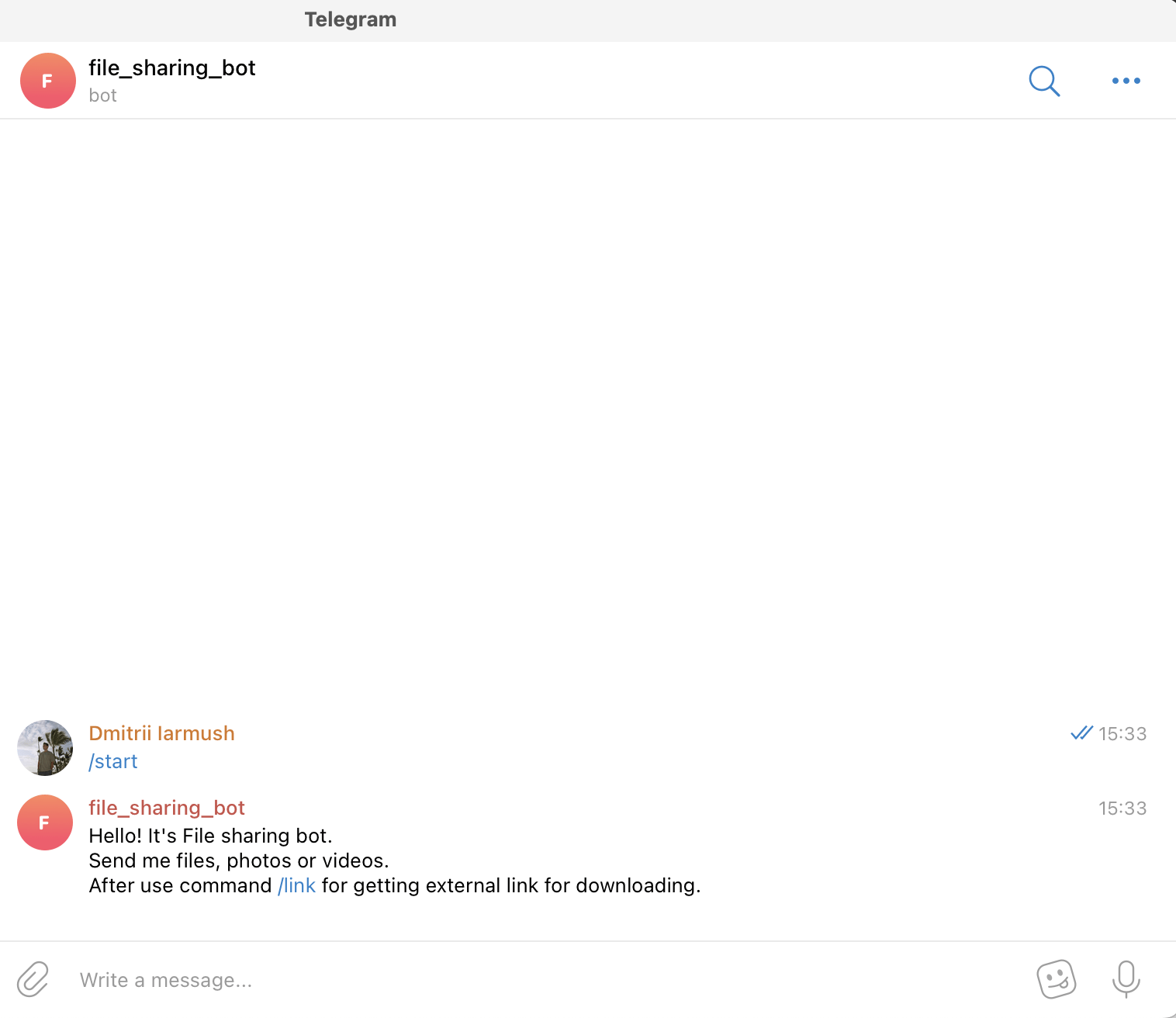 Telegram bot for file sharing using Quarkus