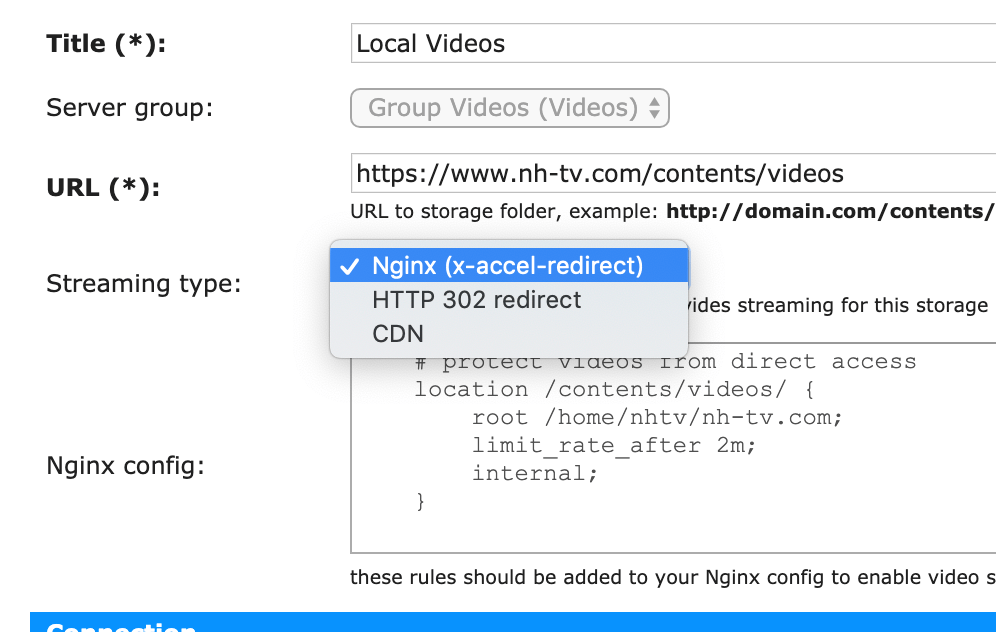Configure KVS for NGINX streaming and video protection