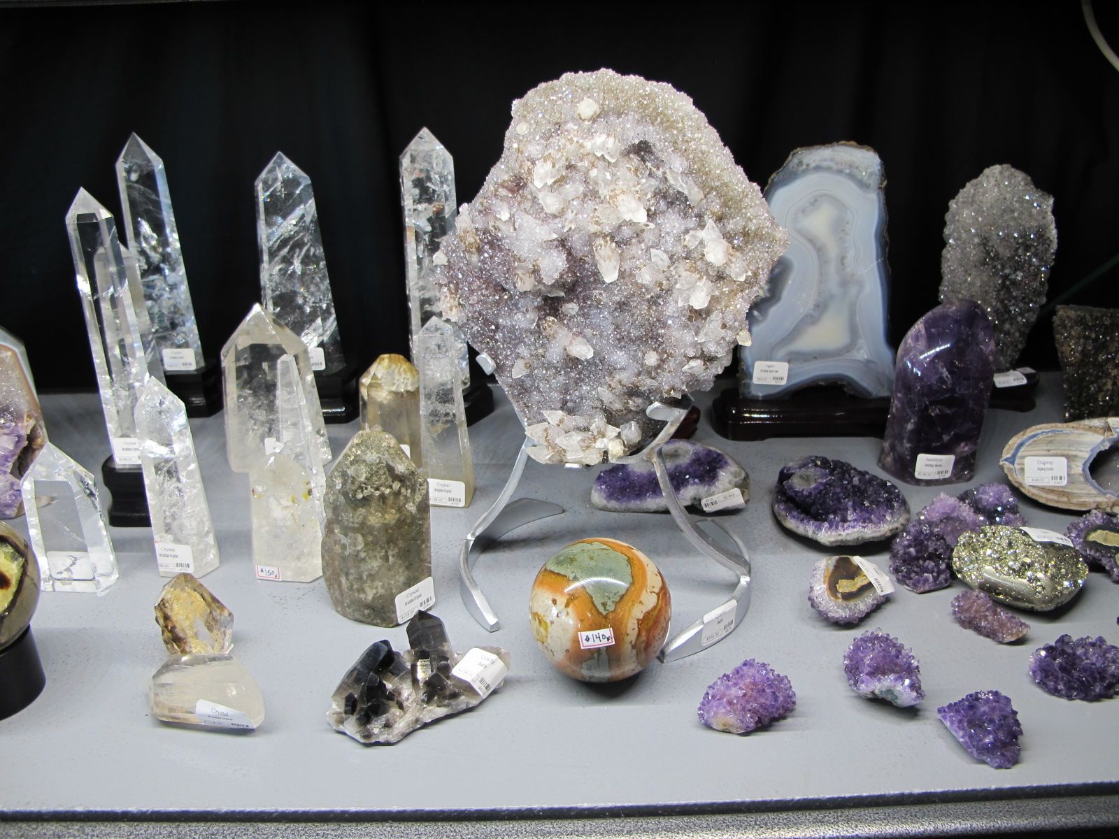 Tucson Crystals and Minerals Show display Crystals, Gems, Crown jewelry