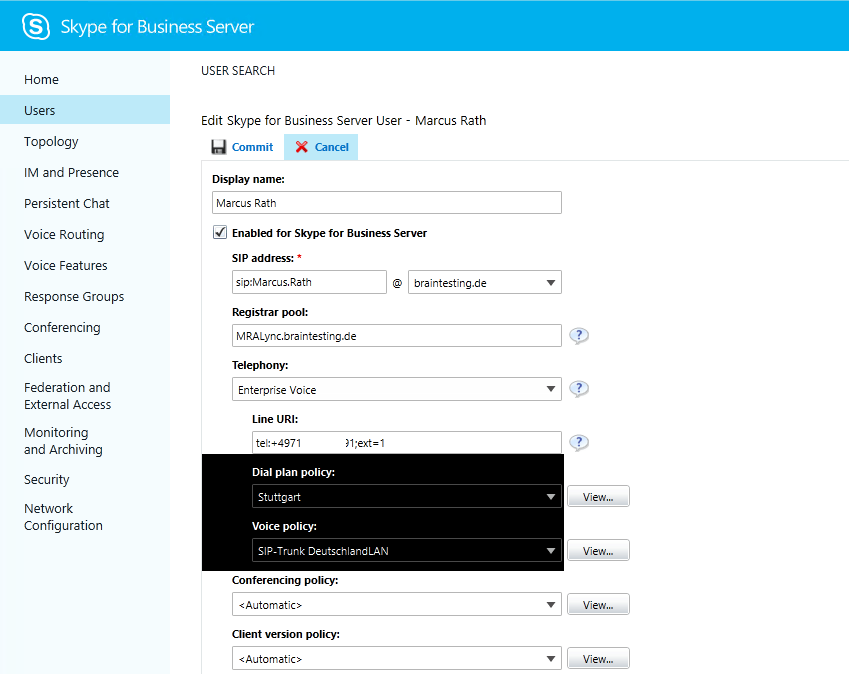 Configure Skype for Business Enterprise Voice with a SIPTrunk