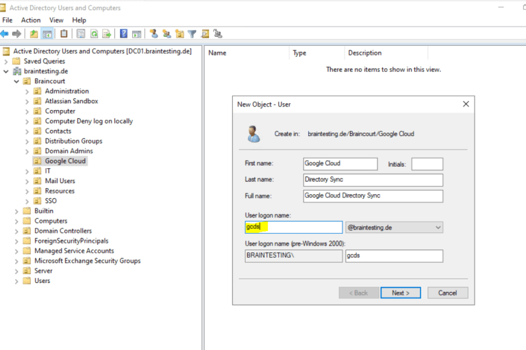 Set up Google Cloud Directory Sync