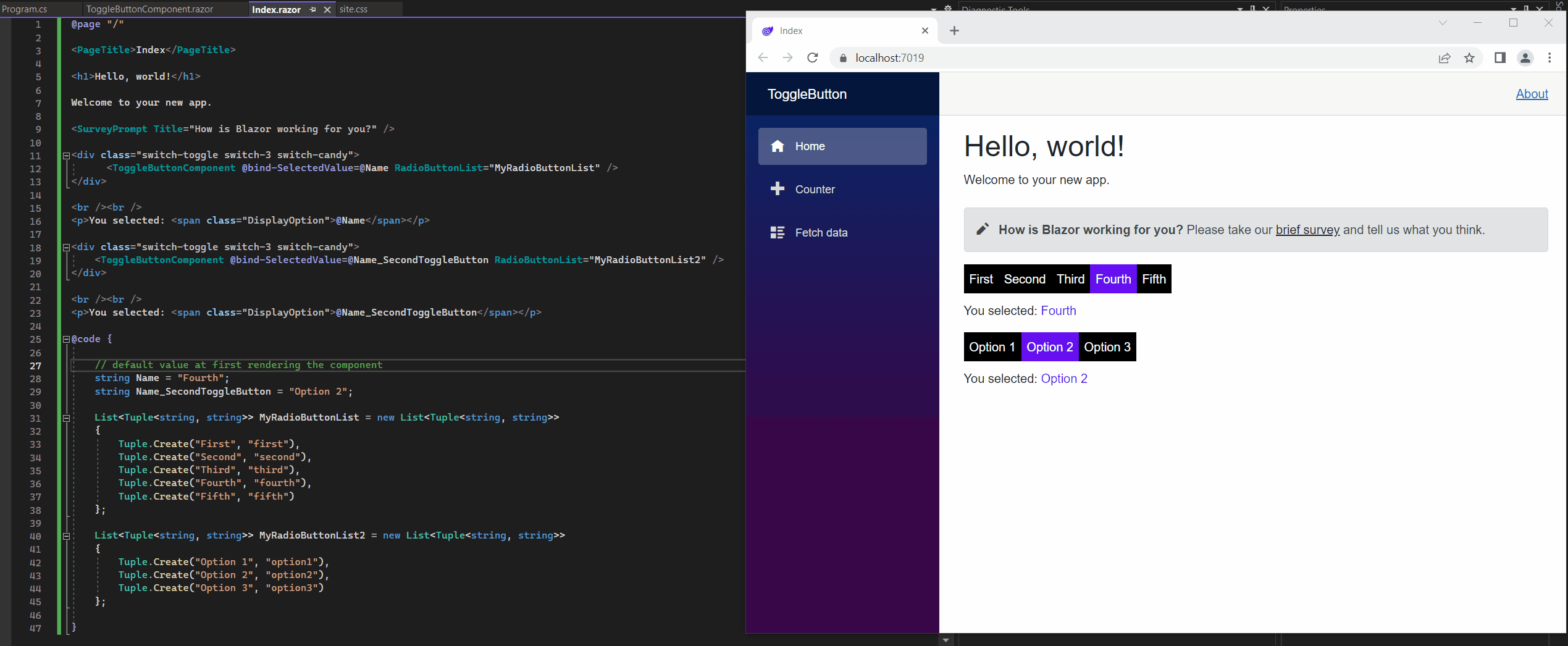 Blazor Server Basics Part 12 Create a Native Blazor UI Toggle