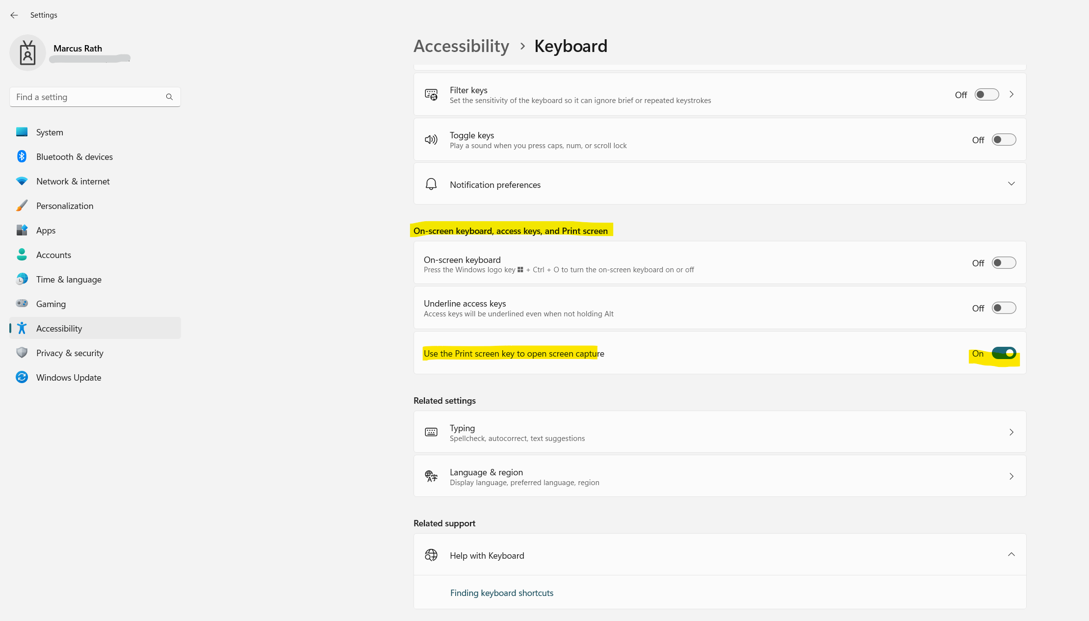 Open Snipping Tool by default when pressing the Print Screen (PrtSC