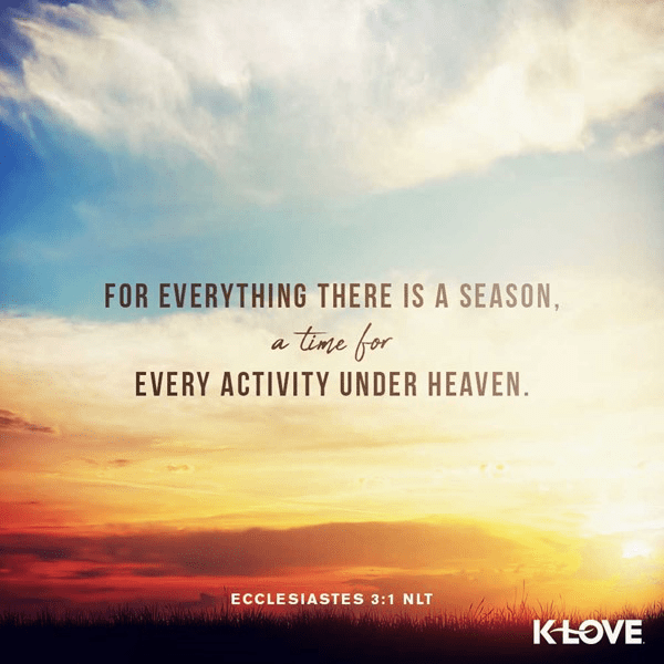Ecclesiastes 3:1 (NLT) 