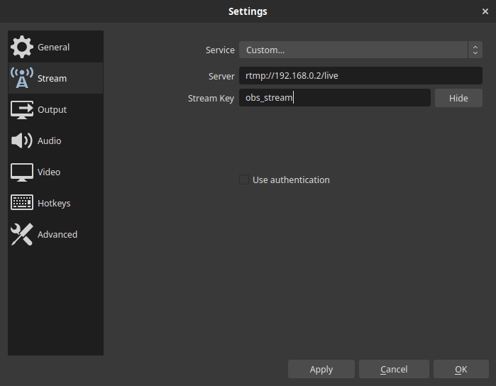 Deploying an RTMP server for streaming using Nginx RTMP
