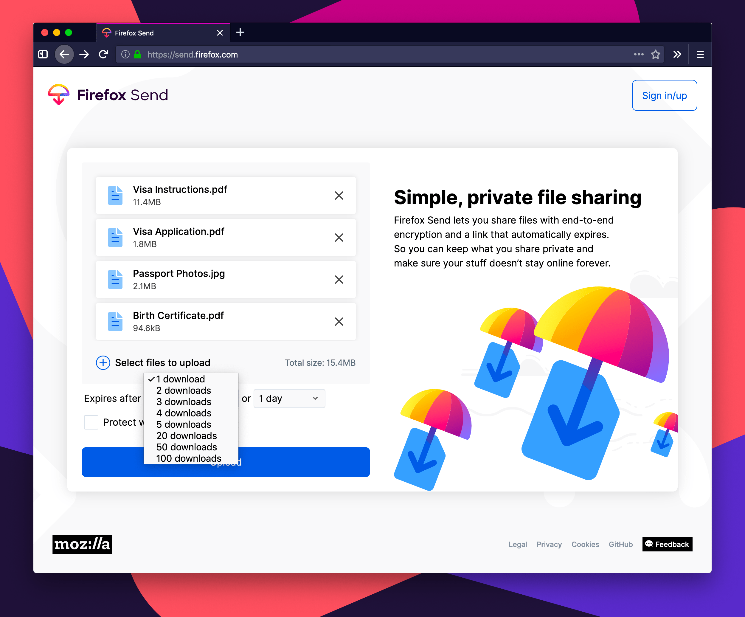 Introducing Firefox Send, Providing Free File Transfers while Keeping