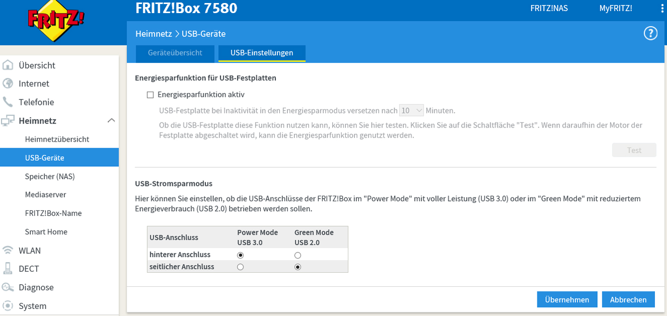 Fritz!Box Performance an und USB steigern