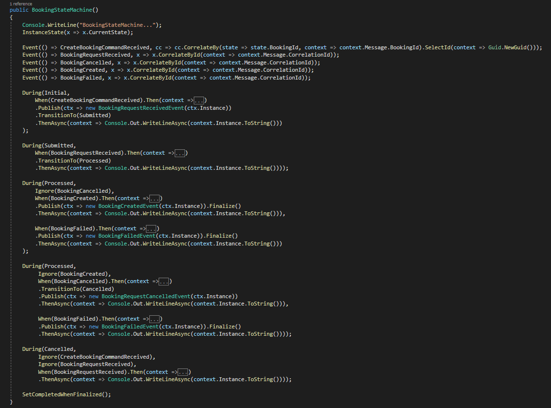 Cách xây dựng một workflow thông qua masstransit saga state machine