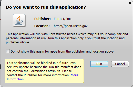 A reminder that USPTO needs to scrap the Entrust java applet for 