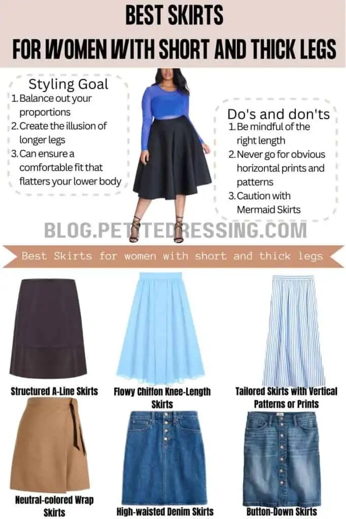 Skirt Style Guide for Women with Short and Thick Legs Petite Dressing