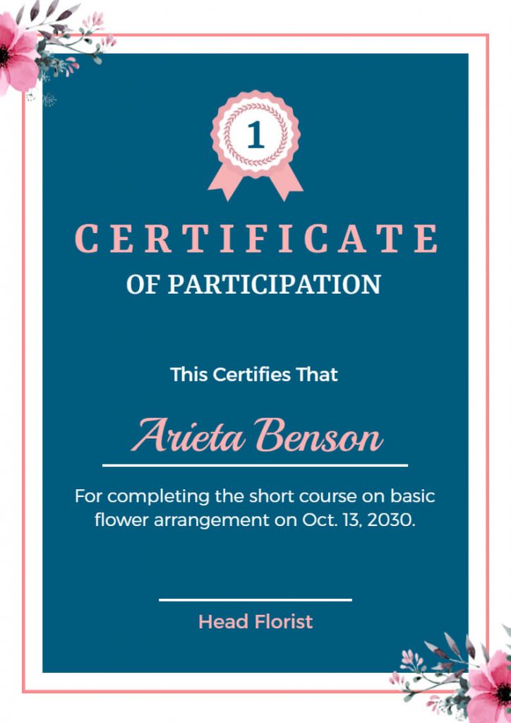 Participation Certificate Sample