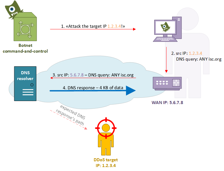 DNS Amplification attack reflection on backhaul circuit