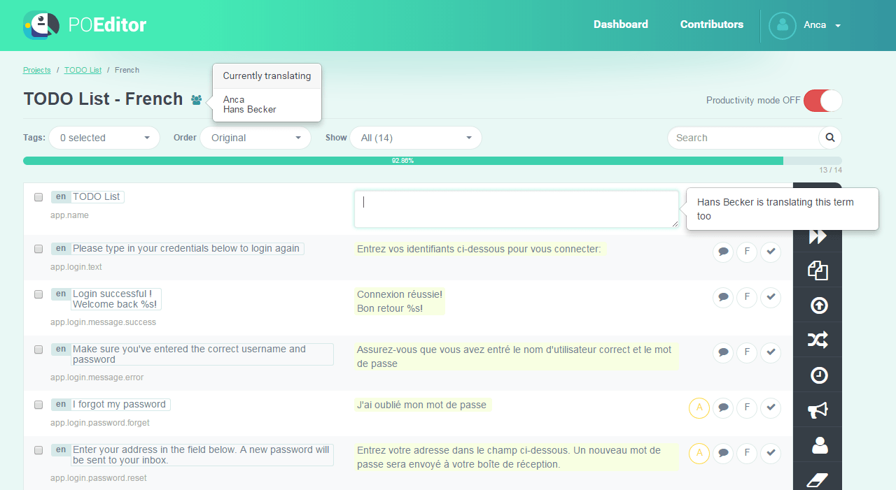 Collaborative localization is easy with POEditor's Realtime Translation