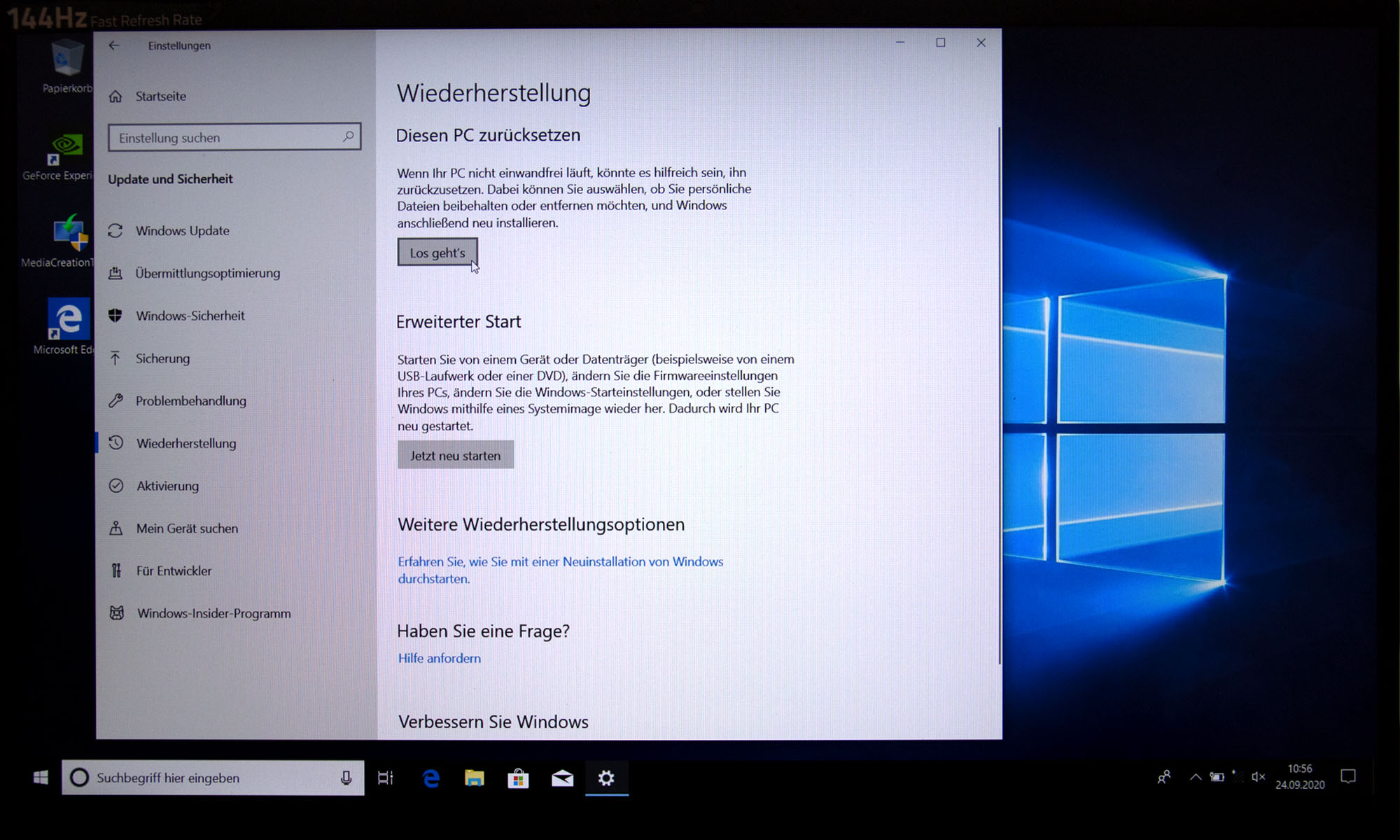 Windows 10 PC zurücksetzen YouTube