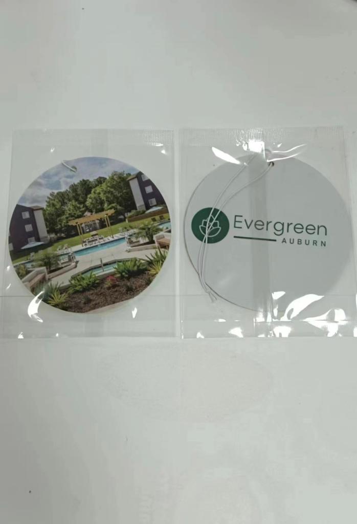 Custom printed air freshener with custom logo and scents