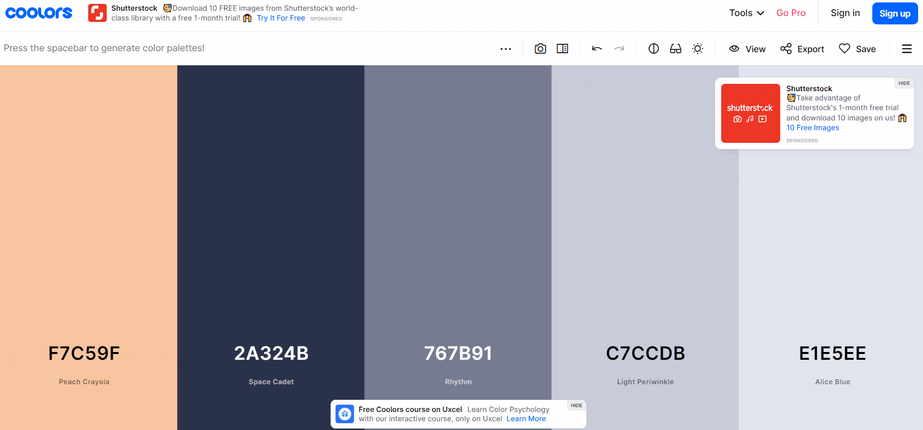 Coolors free colour palette generator for creators PUSH.fm
