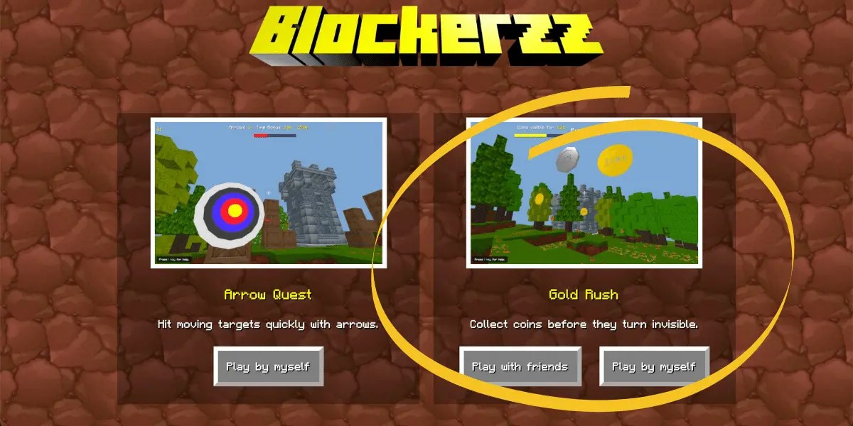 Blockerzz Gold Rush Multiplayer classroom quiz game