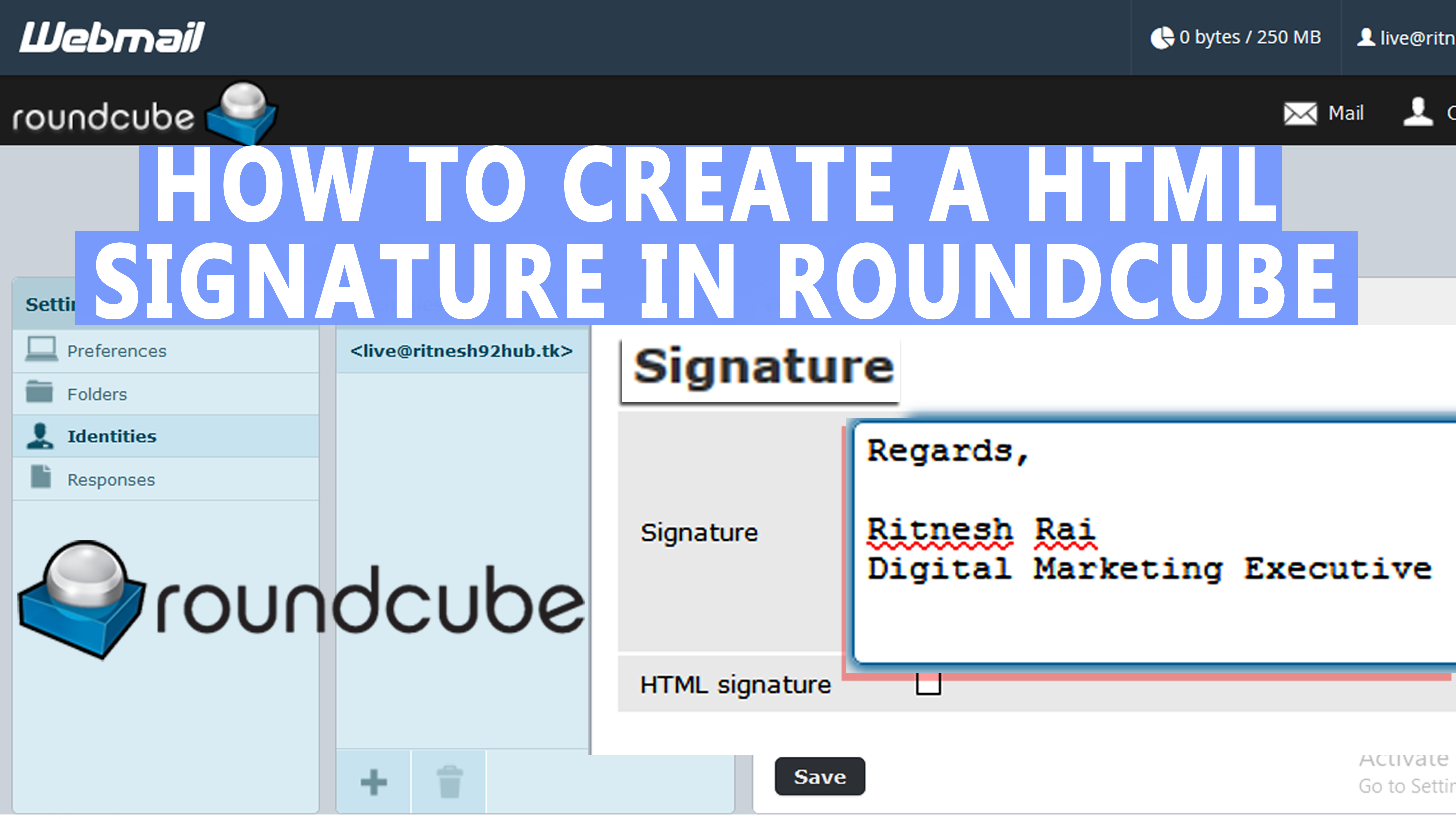How to Create HTML Signature in Roundcube Webmail? [STEP BY STEP]☑️