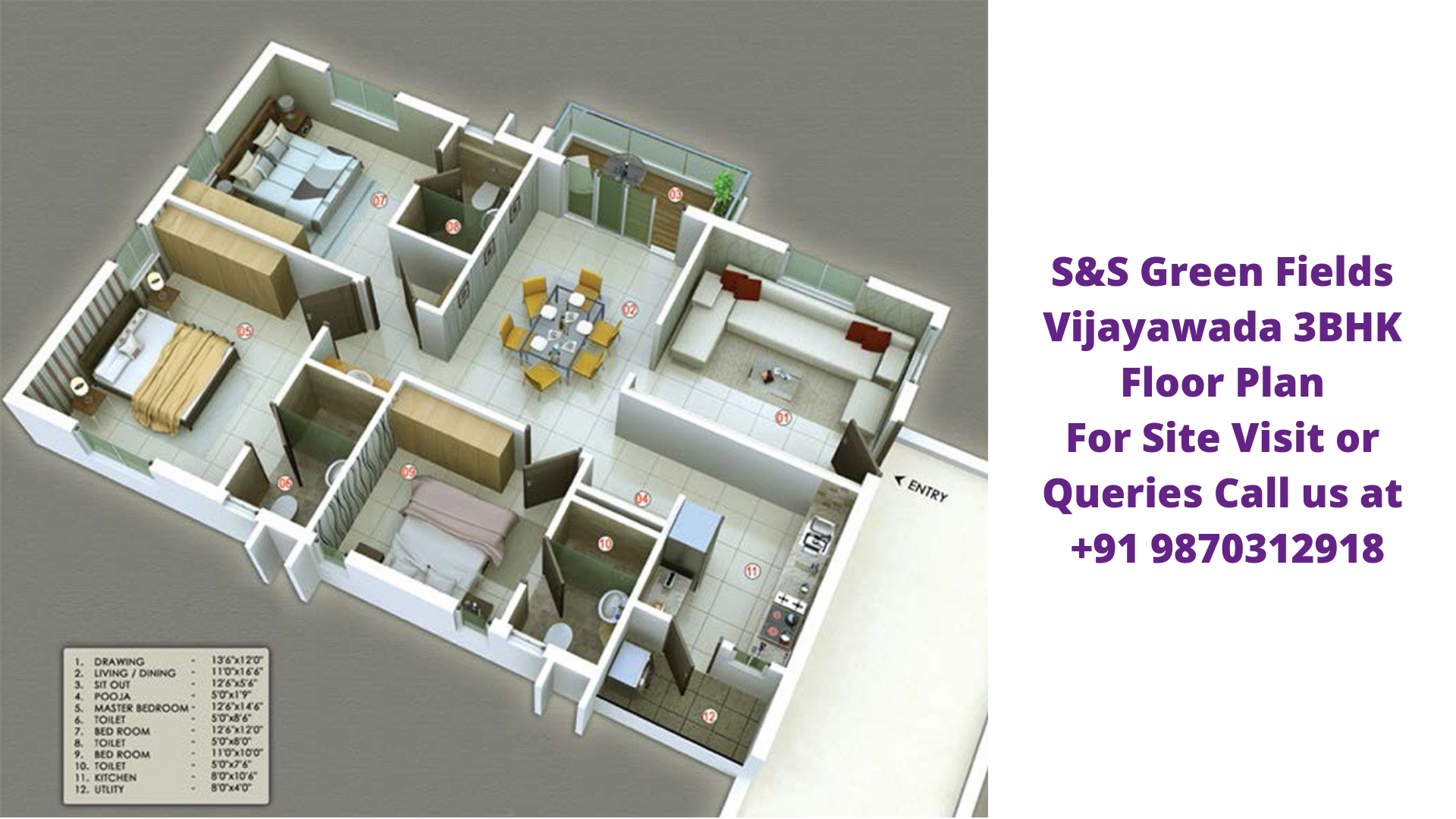 S&S Green Fields Tadigadapa Vijayawada 2/3 BHK Flats in Vijayawada