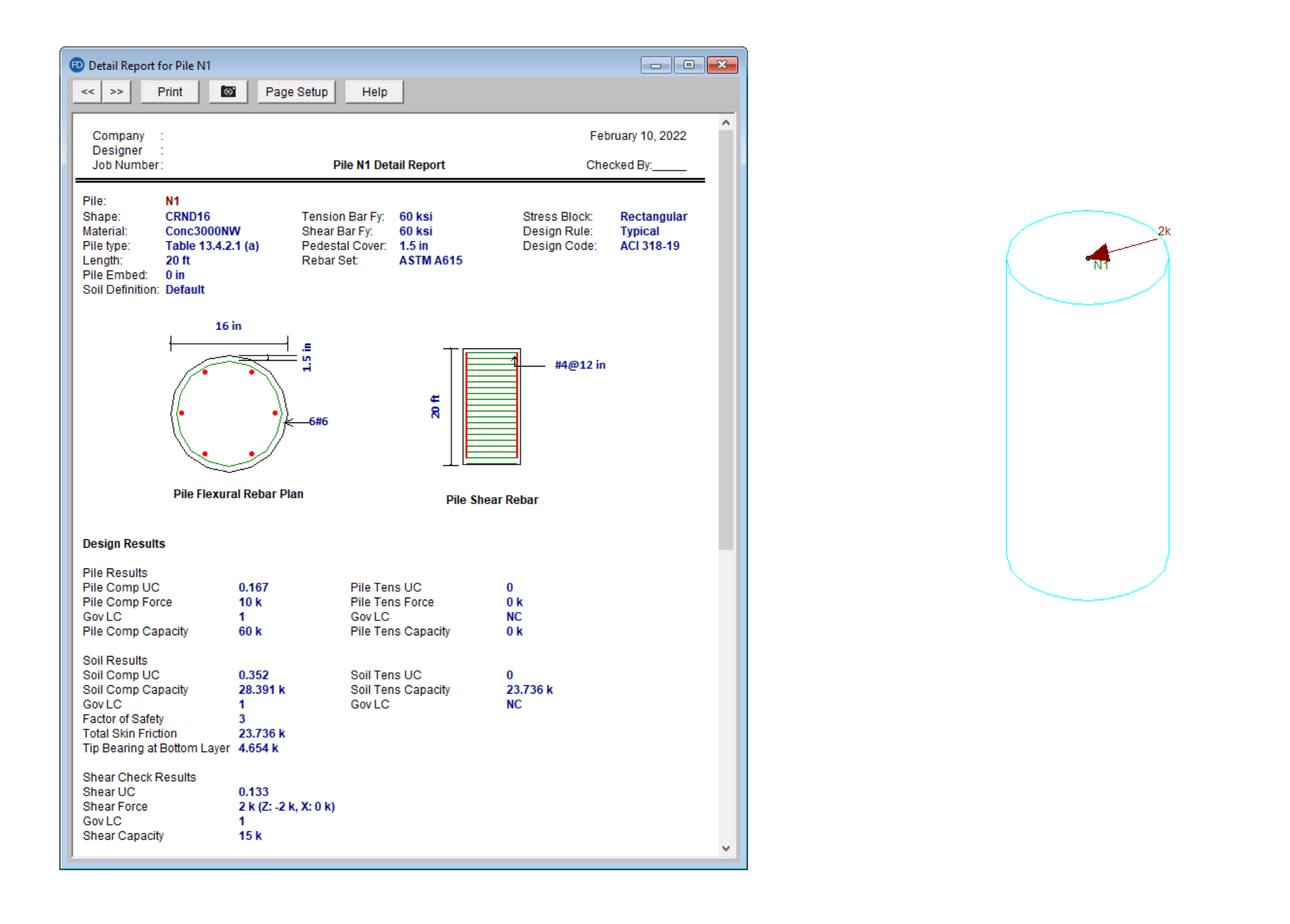 RISA Design of Single Piles in RISAFoundation
