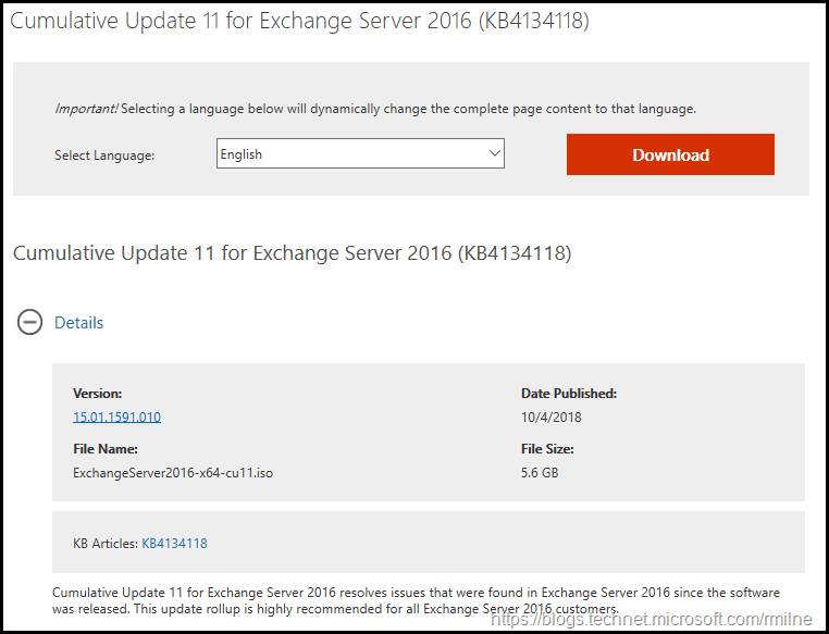 Exchange 2016 CU11 Released (Updated C++ Runtime Notes) 250 Hello