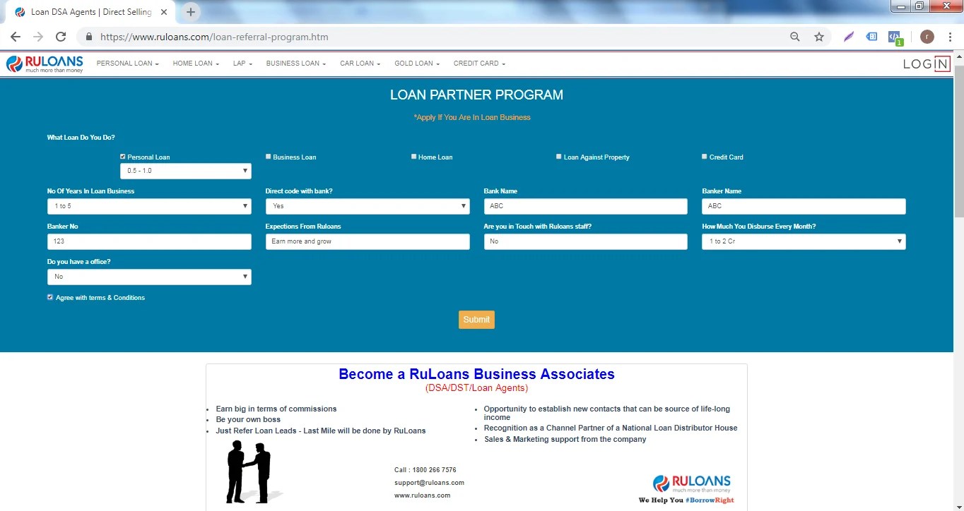 6 easy steps to a Loan DSA with Ruloans!
