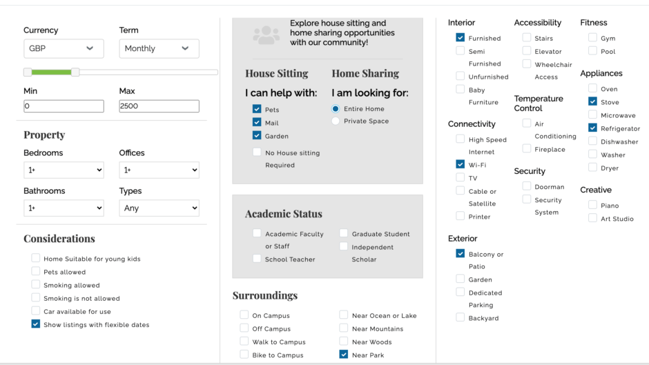 SabbaticalHomes Tips to Use the Updated Search Filters SabbaticalHomes
