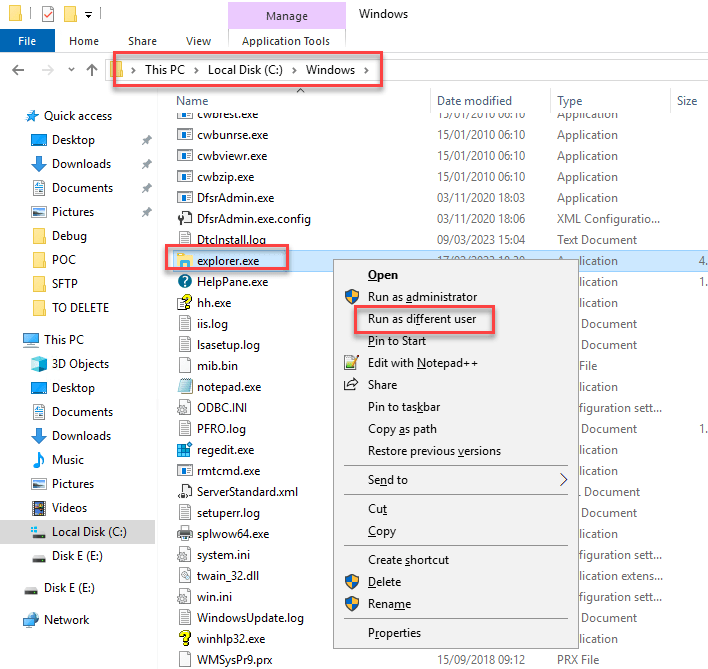 Note to myself How to run Windows File Explorer as a different user SANDRO PEREIRA BIZTALK BLOG