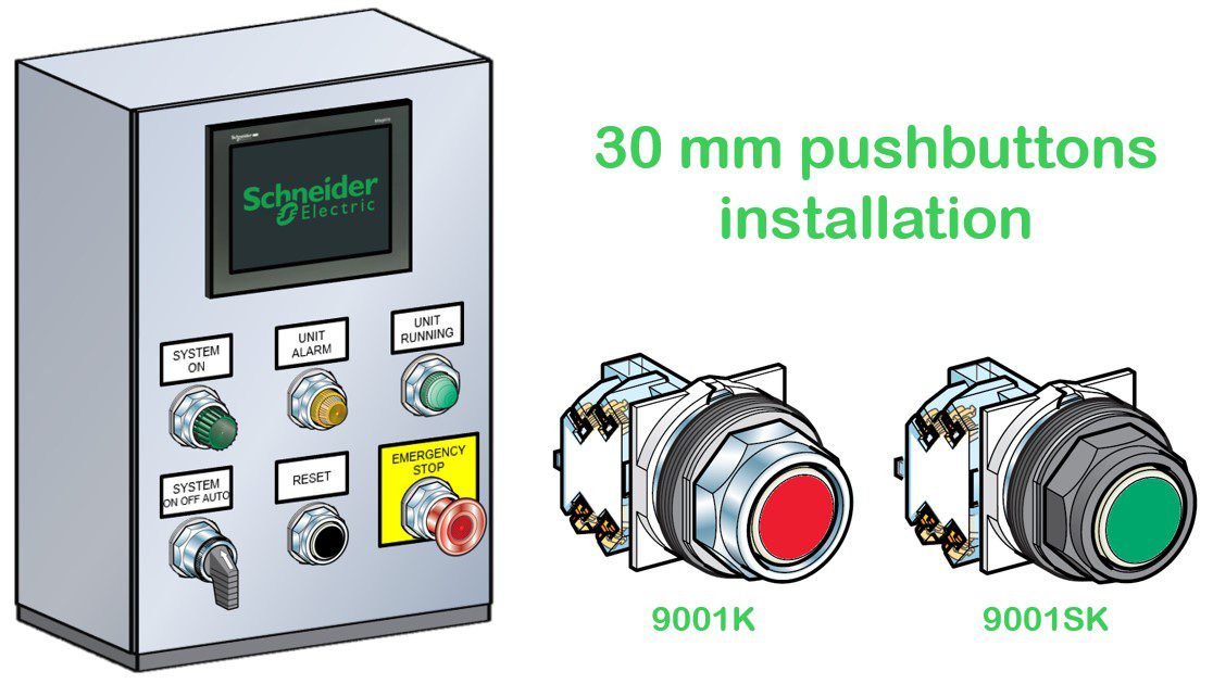 Why are 30mm push buttons installed from the back? Schneider Electric