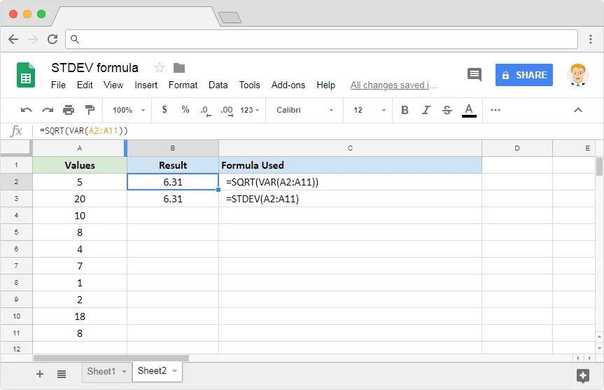 How to use the STDEV formula in Google Sheets Sheetgo Blog