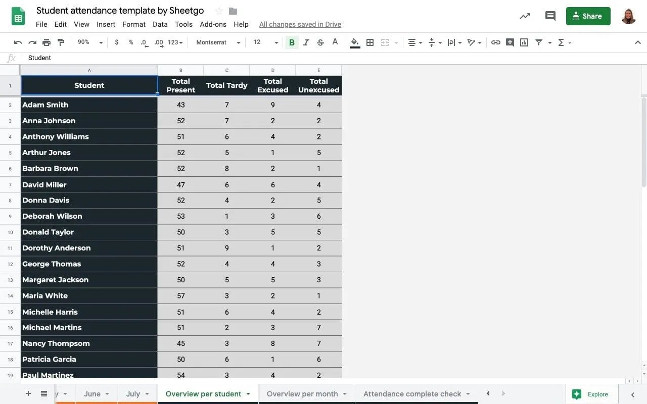 Attendance Roster Template Excel