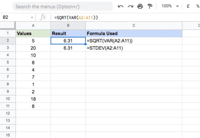 How to use the STDEV formula in Google Sheets Sheetgo Blog