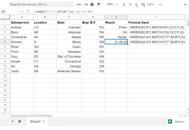 How to use the MATCH function in Google Sheets Sheetgo Blog