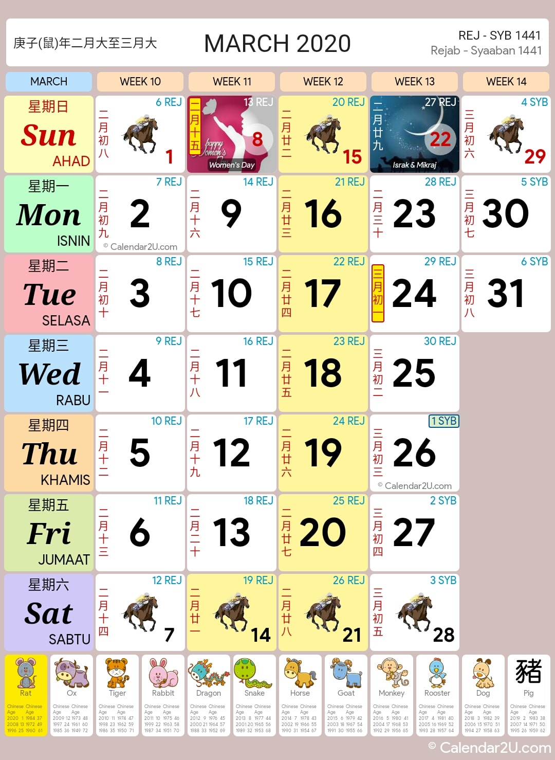 Kalendar Kuda 2020 Printable Kasengjb