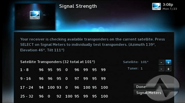 TIP Learn what those signal strength numbers mean (DIRECTV) The