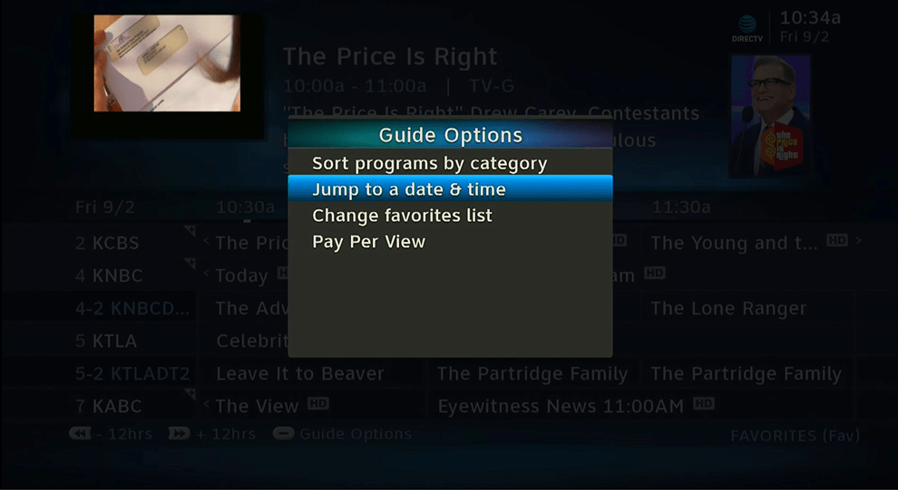 How can you look at future times and dates on a DIRECTV DVR? The