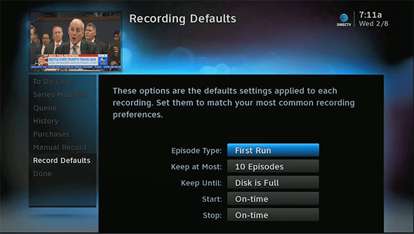 Set recordings more easily with DIRECTV "Record Defaults" - The Solid