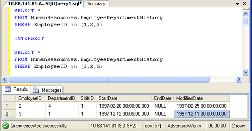 SQL SERVER 2005 Difference Between INTERSECT and INNER JOIN INTERSECT vs. INNER JOIN