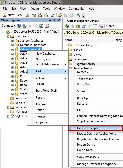 SQL SERVER 2008 2008 R2 Create Script to Copy Database Schema and