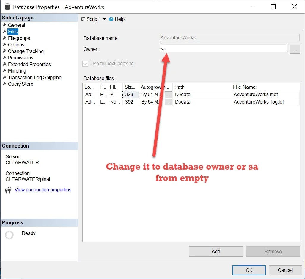 SQL SERVER Fix Error Cannot execute as the database principal