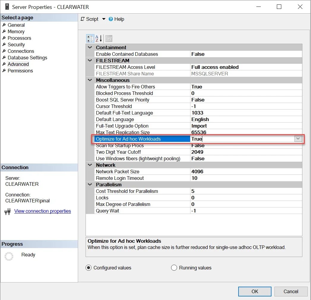 SQL SERVER AdHoc Queries and Optimize for Adhoc Workloads SQL