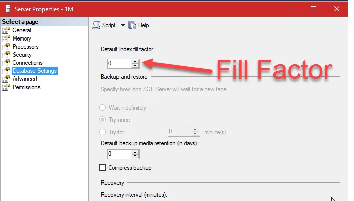 SQL SERVER Change Default Fill Factor For Index SQL Authority with