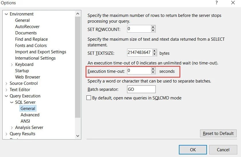 SQL SERVER Timeout expired. The timeout period elapsed prior to