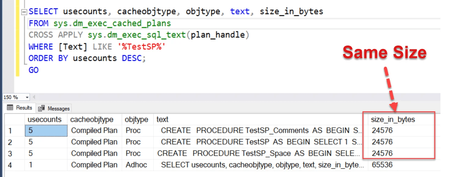 SQL SERVER Execution Plan Ignores Tabs, Spaces and Comments SQL