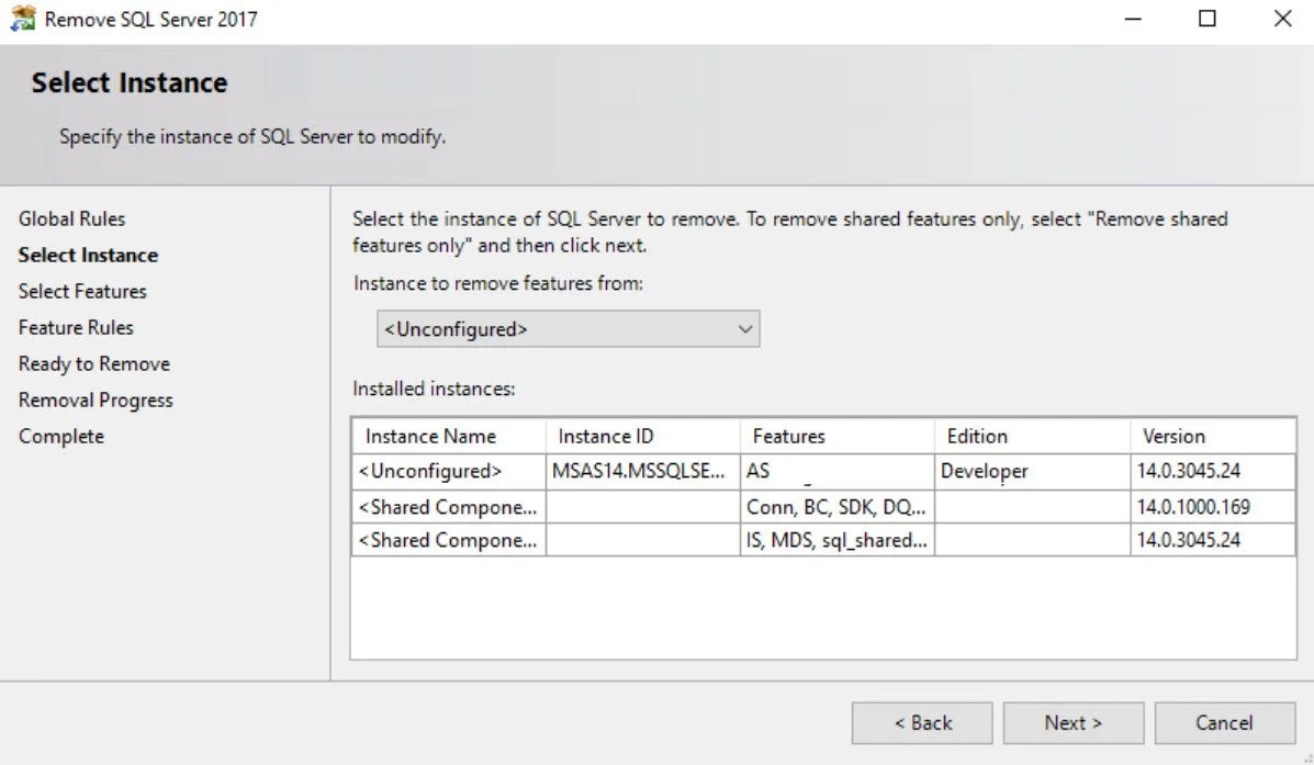 SQL SERVER Unable to Uninstall Index was Outside the Bounds of the
