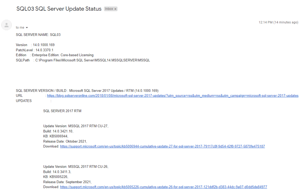 SQL Server / PowerShell / Check SQL Server version and a current patch