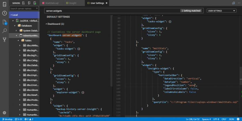 SQL Operations Studio - Widget 07