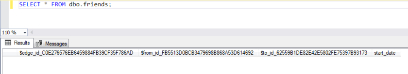 SQL Graph Databases - Edge table - select