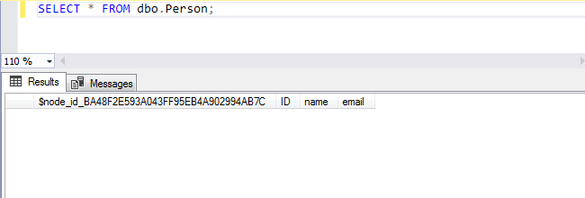 SQL Graph Databases - Node table - select