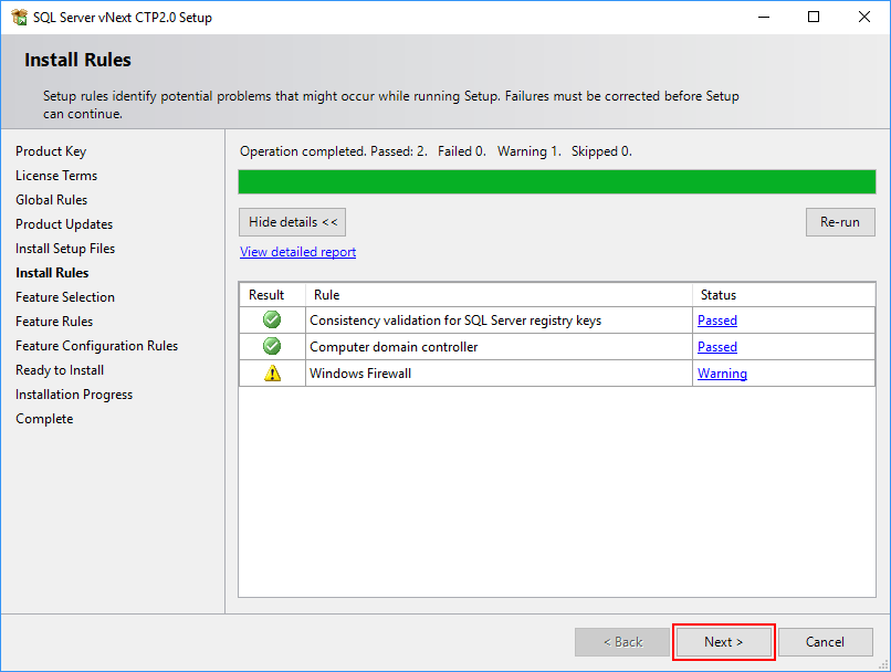 SQL Server 2019 Setup - Install Rules